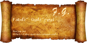Fabó Györgyi névjegykártya